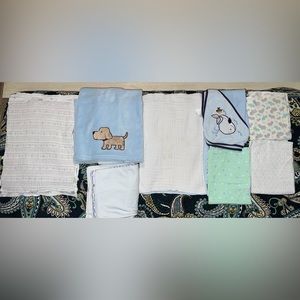 Bundle Pack!! Baby Blanket, Receiving Blankets and Shower Towel with Hood